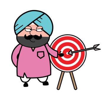 Çizgi film Şirin Sardar dart tahtası golünü gösteriyor