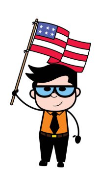 ABD Bayrağı Çizgi Film İşadamı 'nın elinde