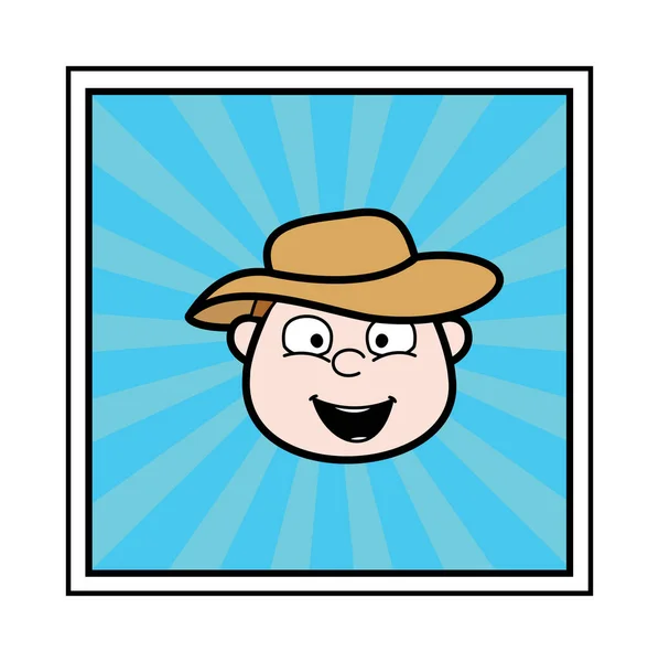 Farmer Cartoon Face Ilustrace — Stockový vektor