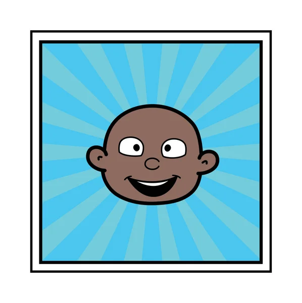 Desenhos Animados Careca Preto Cartoon Face —  Vetores de Stock