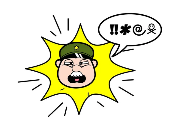 Cartoon Military Man Shouting Abusing — Stock Vector