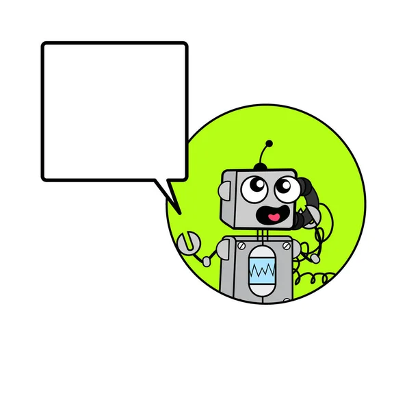 Robot Bande Dessinée Appelant Sur Téléphone Portable — Image vectorielle