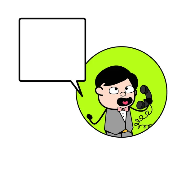 Cartoon Groom Calling Cell Phone - Stok Vektor