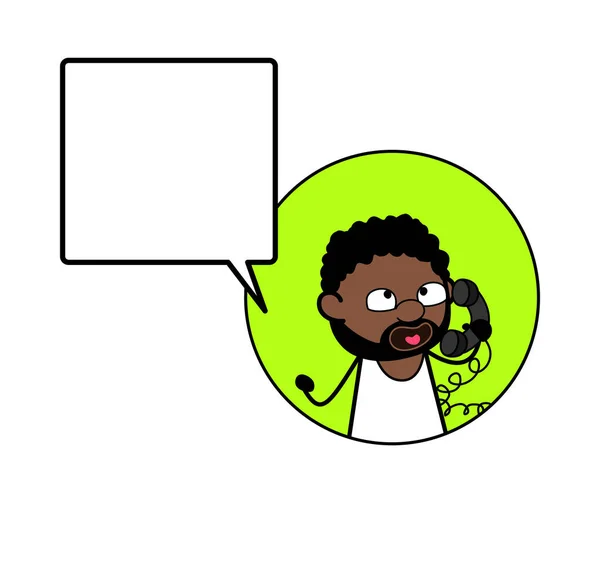 Dibujos Animados Hombre Afroamericano Llamando Teléfono Celular — Vector de stock