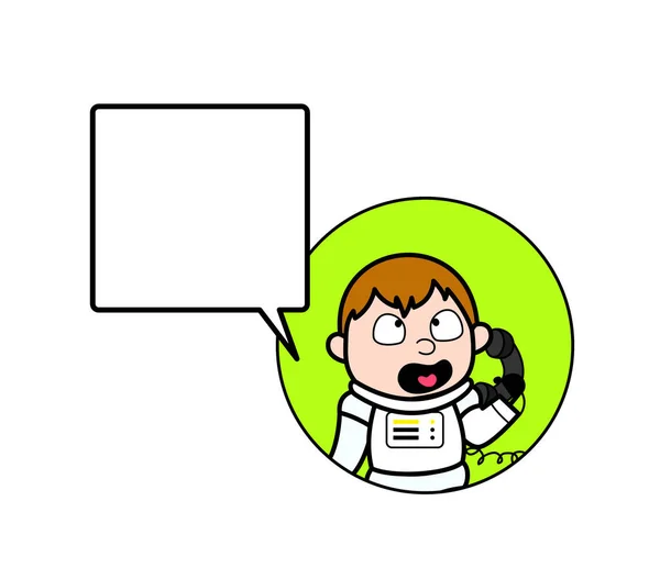 Cartoon Astronaut Calling Cell Phone — Stock Vector