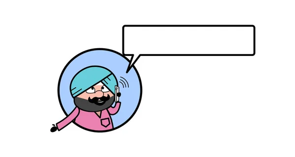 Dessin Animé Mignon Sardar Sur Téléphone — Image vectorielle