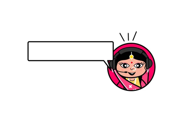 Dessin Animé Femme Indienne Avec Écouteurs — Image vectorielle