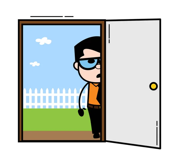 Мультфильм Бизнесмен Смотрящий Двери — стоковый вектор