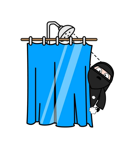 Kreskówka Muzułmanka Biorąca Prysznic — Wektor stockowy