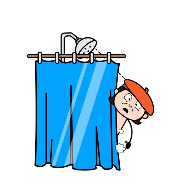 Cartoon Artist Taking Shower — Stock Vector