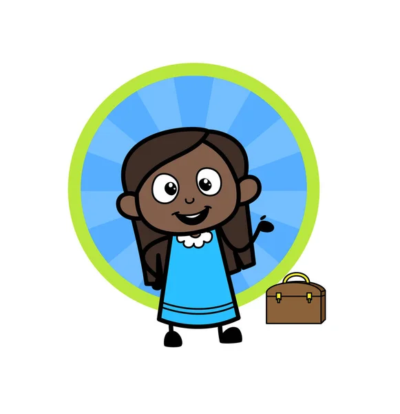 Feliz Dibujos Animados Negro Chica Presentando — Archivo Imágenes Vectoriales