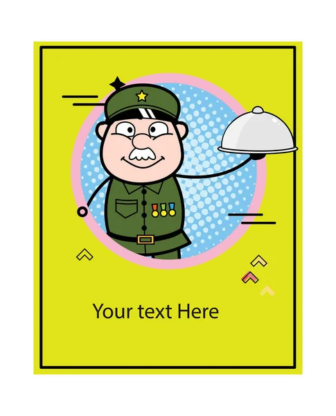 Desenhos Animados Militar Homem Cartaz Com Texto —  Vetores de Stock