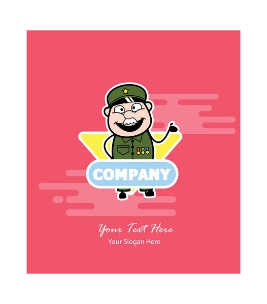 Cartoon Military Man Company Brochure — Stock Vector