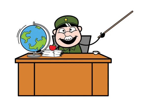 Cartoon Military Man Teacher — Stock Vector