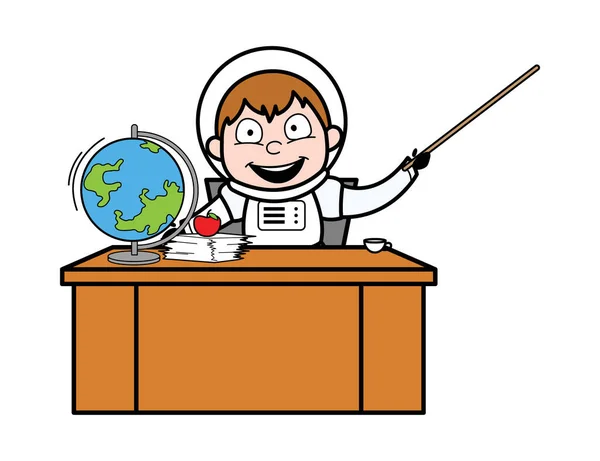 Cartoon Astronauta Come Insegnante — Vettoriale Stock