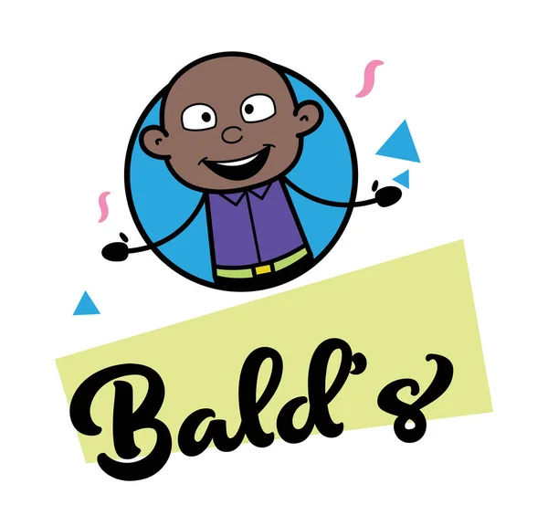 Cartoon Bald Black Maskot Logo Ilustrace — Stockový vektor