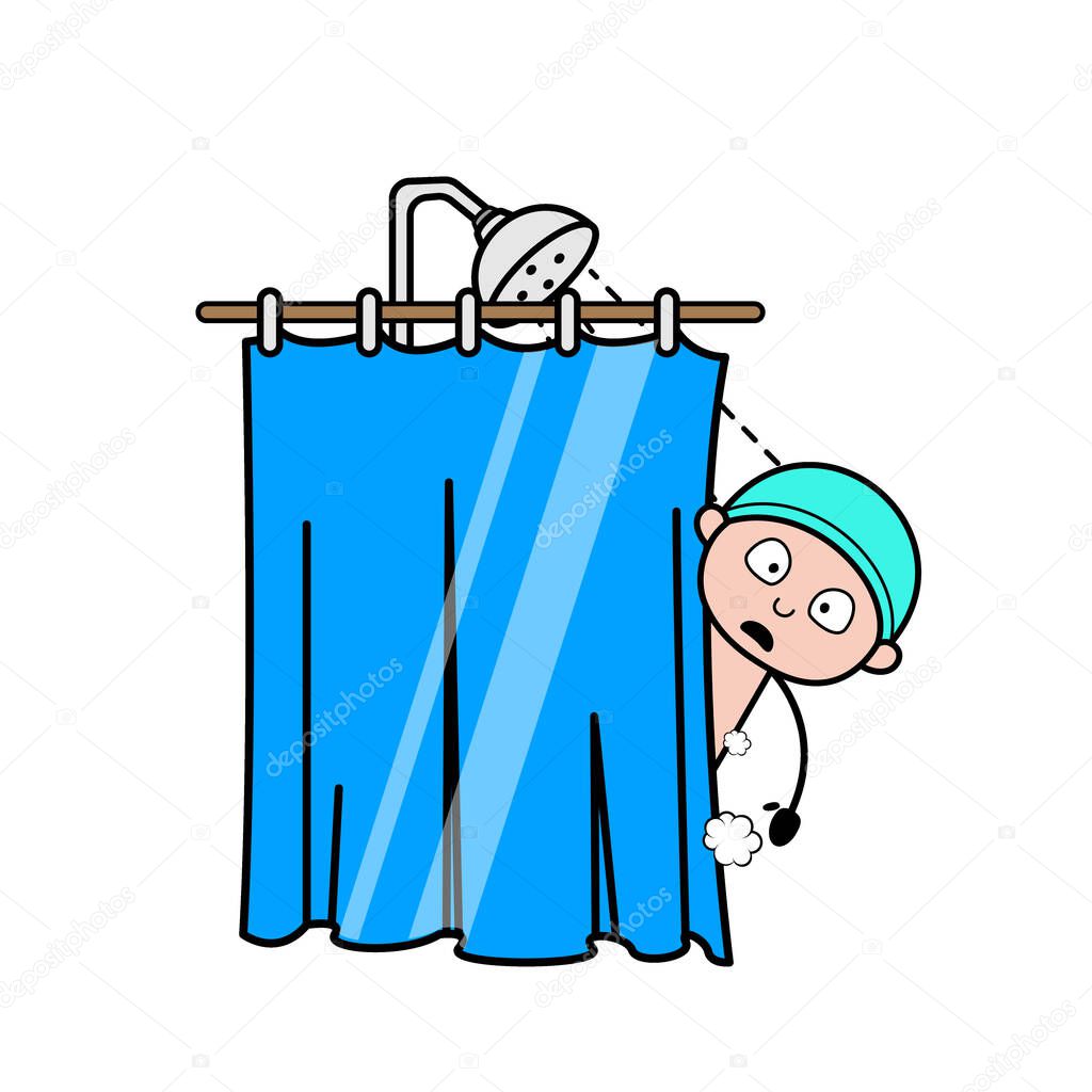 Cartoon Surgeon taking shower