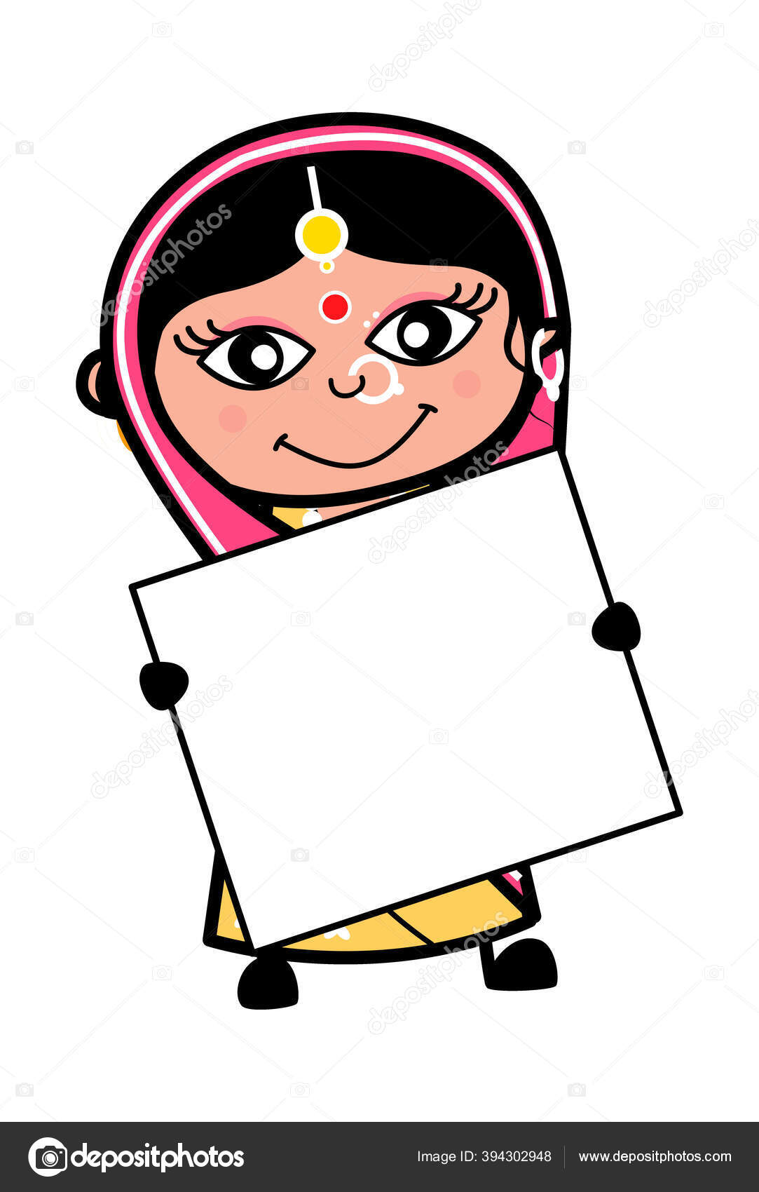Cartoon Indian Woman Holding Banner Stock Vector Image by ©lineartist  #394302948