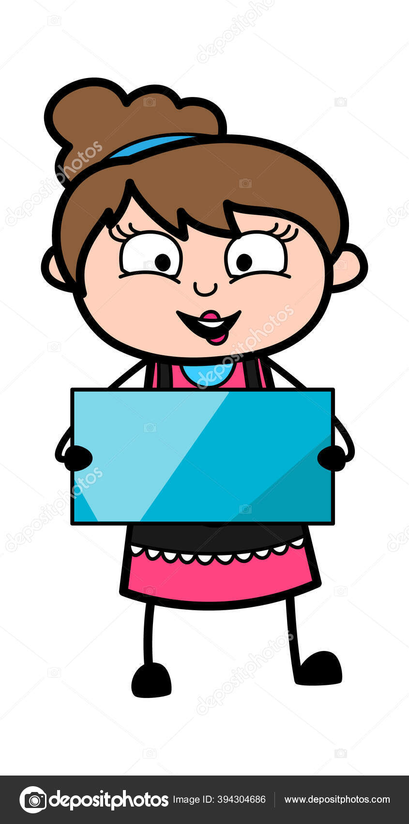 Caricatura Esteticista Sosteniendo Una Bandera Brillante Vector de stock  #394304686 de ©lineartist, image size:845x1700