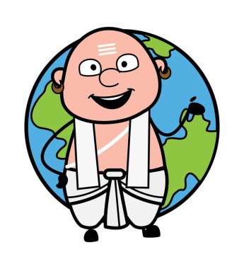 Dünya gezegenli Güney Hint Pandit çizgi filmi
