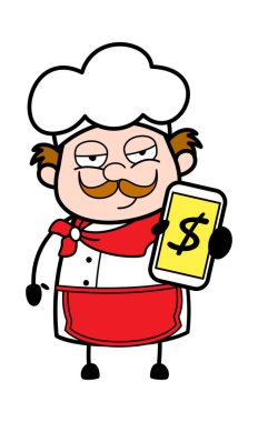 Çizgi film İşadamı Cep Telefonunda Para Gösteriyor