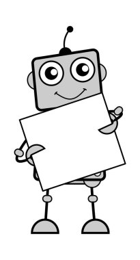 Çizgi Robot elinde bir bayrak tutuyor.