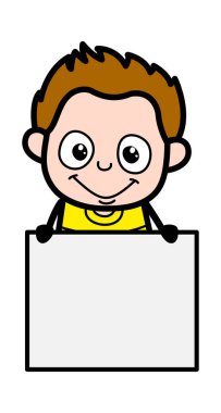 Çizgi film Genç Çocuk Boş Tahta Gösteriyor