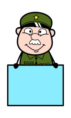 Karikatür Askeri Adam Boş Tahta Gösteriyor