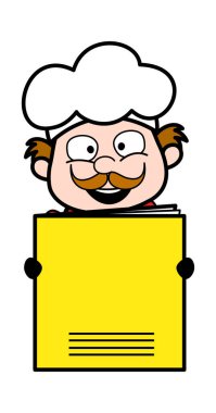 Karikatür işadamı elinde kağıt pankart tutuyor.