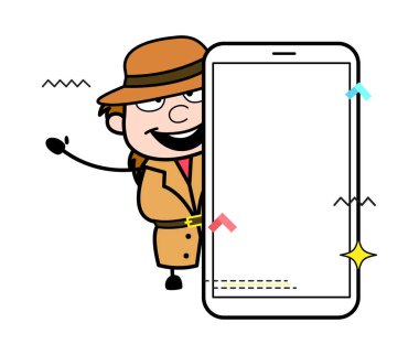 Boş cep telefonu ekranlı Çizgi film Araştırmacısı