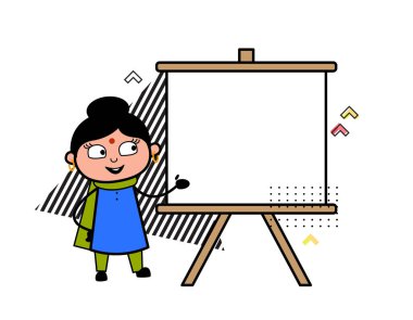 Slayt tahtası olan Hintli Çizgi Kadın