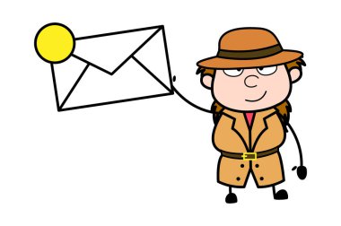 Çizgi film müfettişi zarfı tutuyor