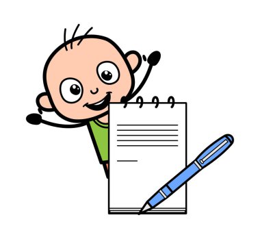 Günlüğü ve kalemiyle Kel Çocuk çizgi filmi