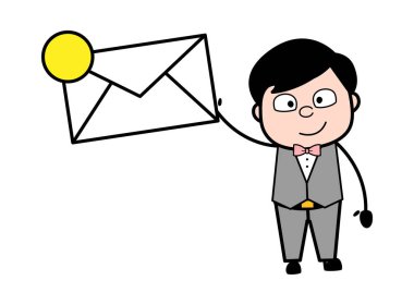 Çizgi film Damatı Zarfı Tutuyor