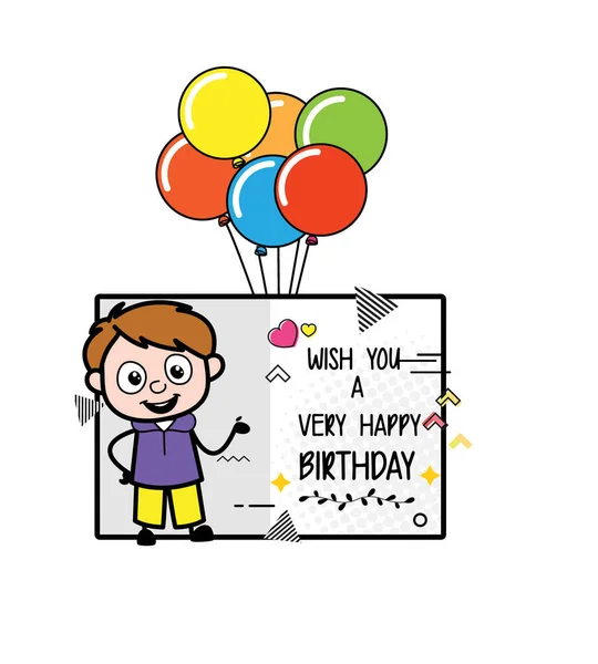 Cartoon Boy Glückwünsche Zum Geburtstag — Stockvektor