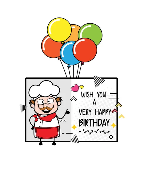 Cartoon Businessman Happy Birthday Wishes — стоковый вектор