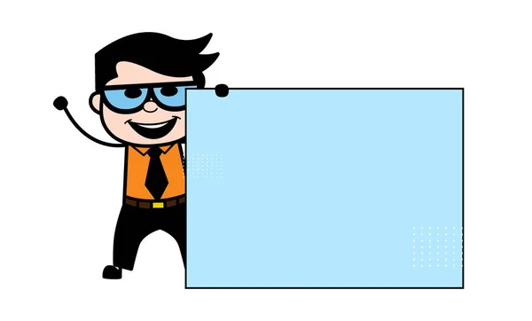 Cartoon Businessman Blank Banner — стоковый вектор