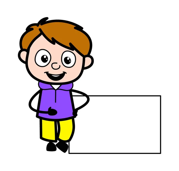 Cartoon Boy Mit Leerem Banner — Stockvektor