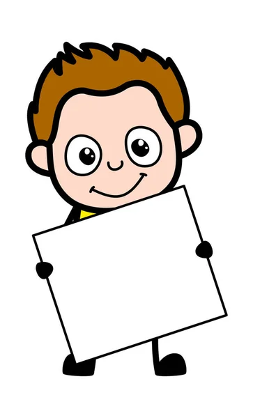 Cartoon Young Boy Kezében Egy Banner — Stock Vector