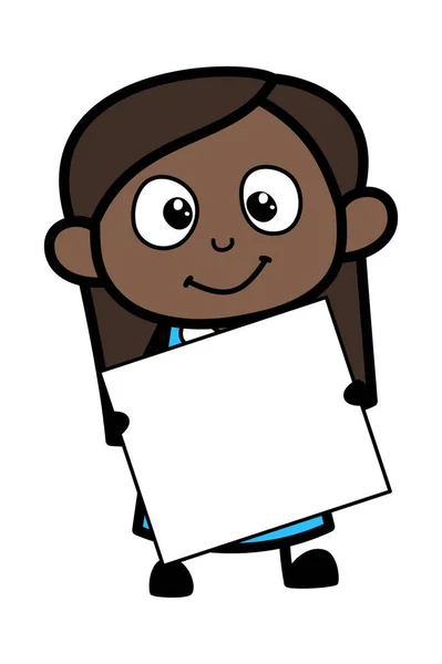 Cartoon Black Girl Mit Einem Banner — Stockvektor