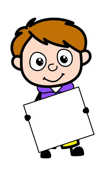 Cartoon Boy Sosteniendo Una Pancarta — Vector de stock