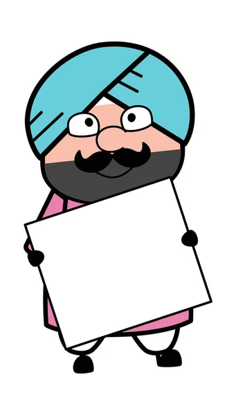 Dessin Animé Mignon Sardar Tenant Une Bannière — Image vectorielle