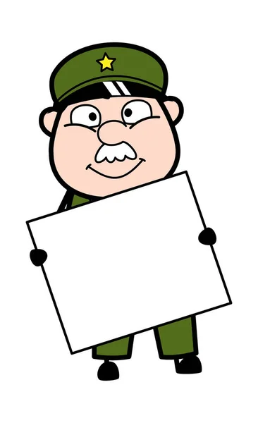 Desenhos Animados Militar Homem Segurando Uma Bandeira —  Vetores de Stock