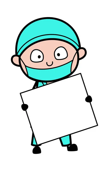 Cirurgião Dos Desenhos Animados Segurando Banner — Vetor de Stock