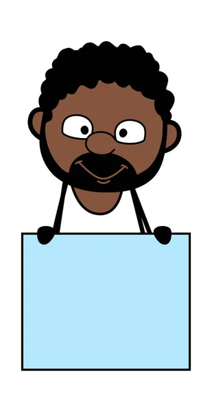 漫画アフリカ系アメリカ人男性ブランクボードを表示 — ストックベクタ