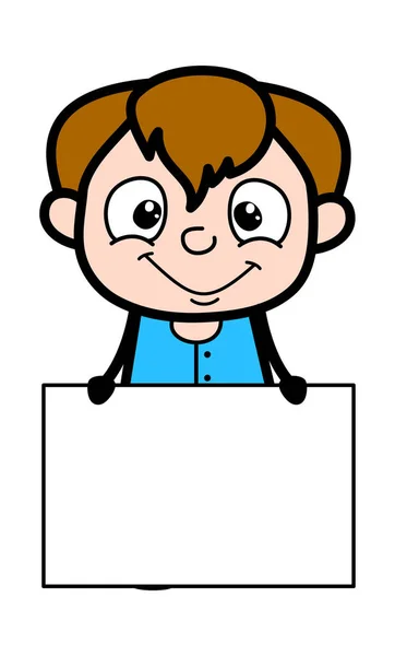 卡通少年男子展示空白板 — 图库矢量图片