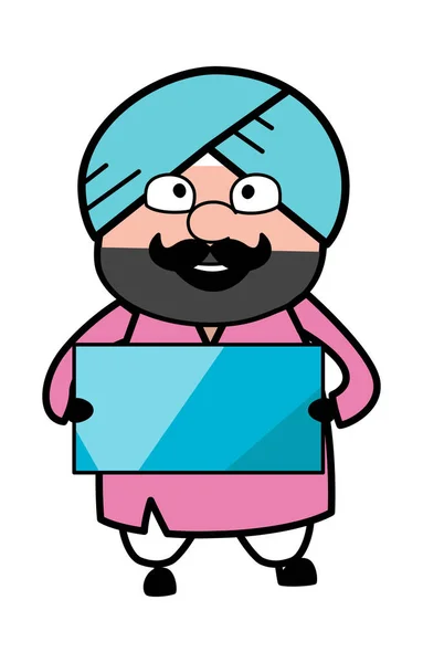 Dessin Animé Mignon Sardar Tenant Une Bannière Brillante — Image vectorielle