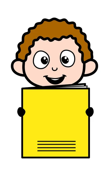 Cartoon Kid Tenant Une Bannière Papier — Image vectorielle
