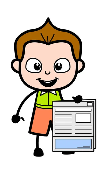 Cartoon Schoolboy Segurando Jornal —  Vetores de Stock