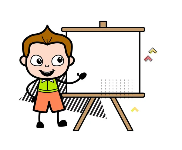 Cartoon Schoolboy Con Tablero Diapositivas — Archivo Imágenes Vectoriales